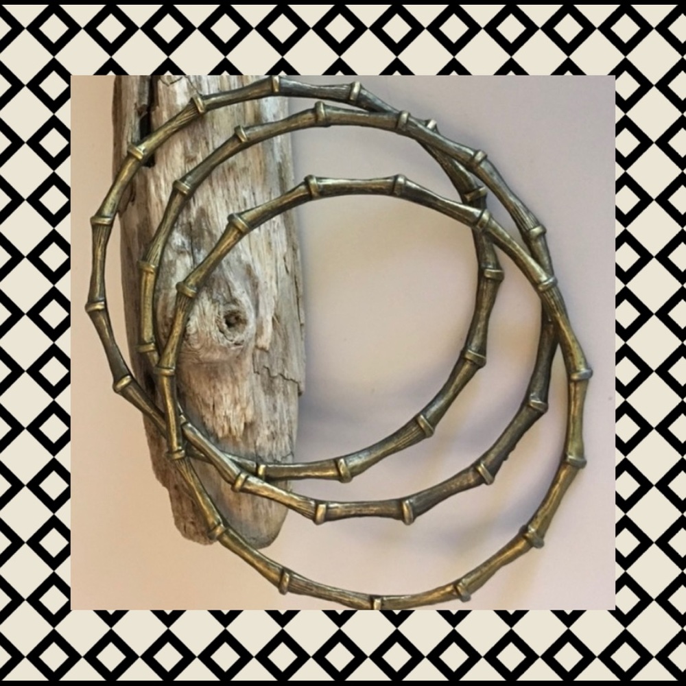 Vintage bamboo style brass bangle set